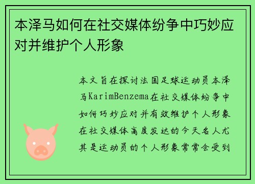 本泽马如何在社交媒体纷争中巧妙应对并维护个人形象